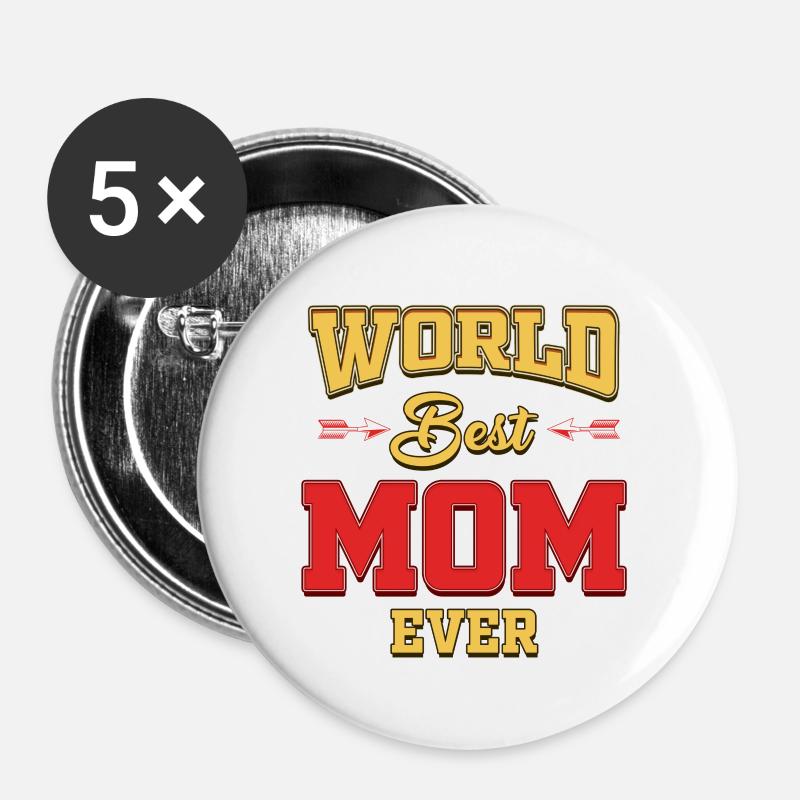 Mother's Day World - Buttons large 2.2''/56 mm (5-pack) - white
