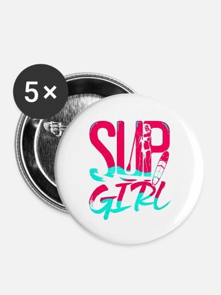 Stand Up Paddel - Buttons groß 56 mm (5er Pack) - Weiß