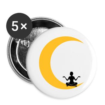 meditate moon yoga pray fitness woman love herself - Buttons large 2.2''/56 mm (5-pack) - white - Front