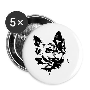 German Shepherd - Buttons large 2.2''/56 mm (5-pack) - white - Front