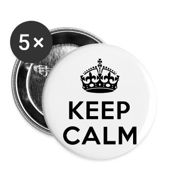 Keep calm Your Text - Lot de 5 grands badges (56 mm) - blanc - Devant