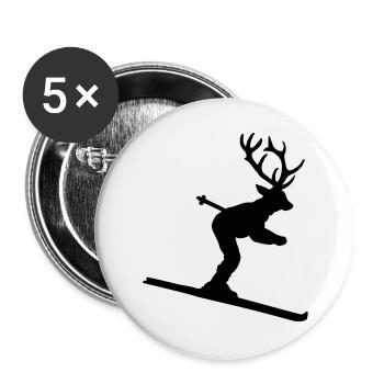 Skihisch - Apres Ski Design für Skifahrer - Buttons groß 56 mm (5er Pack) - Weiß - Vorne