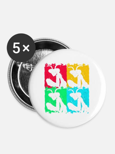 Gottesanbeterin - Buttons groß 56 mm (5er Pack) - Weiß