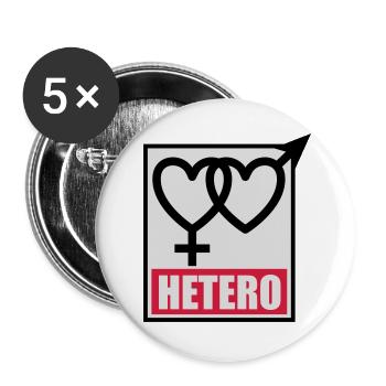 04 HETERO Herzen Liebe Love Heterosexuell - Buttons groß 56 mm (5er Pack) - Weiß - Vorne