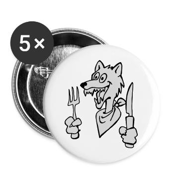 Hungriger Wolf - Buttons groß 56 mm (5er Pack) - Weiß - Vorne