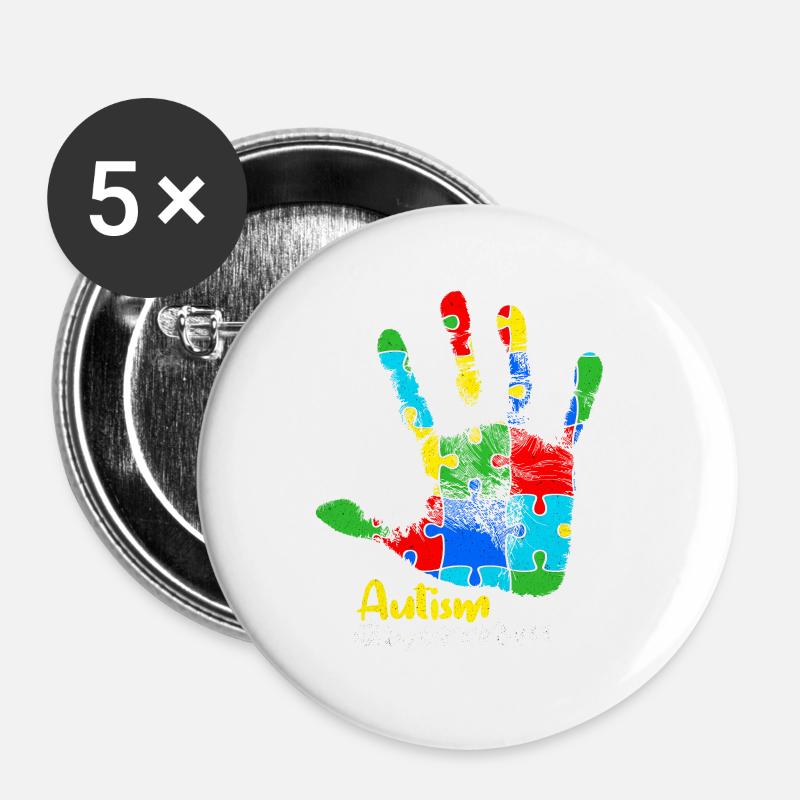 Autismus - Buttons groß 56 mm (5er Pack) - Weiß