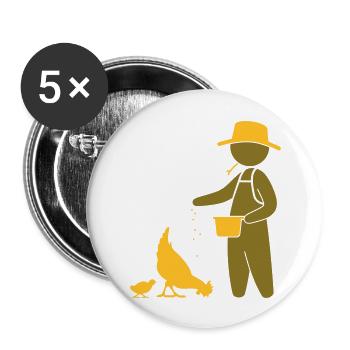 Farmer feeding the chickens - Buttons large 2.2''/56 mm (5-pack) - white - Front