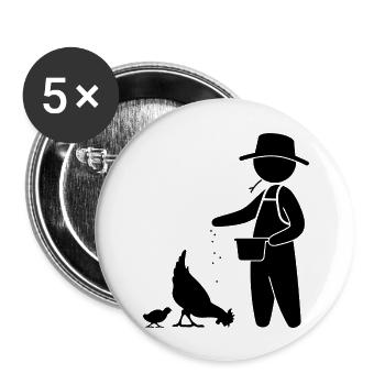 Farmer feeding the chickens - Buttons large 2.2''/56 mm (5-pack) - white - Front