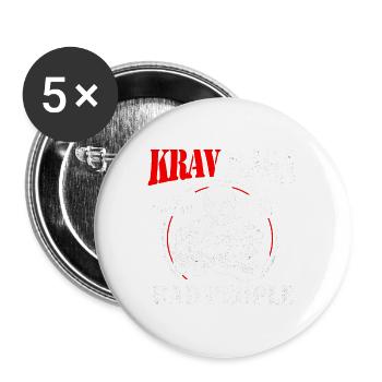 Krav Maga - Lot de 5 grands badges (56 mm) - blanc - Devant