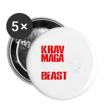 Krav Maga - Lot de 5 grands badges (56 mm) - blanc - Devant