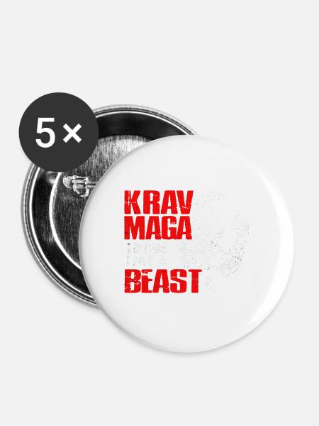Krav Maga - Buttons groß 56 mm (5er Pack) - Weiß