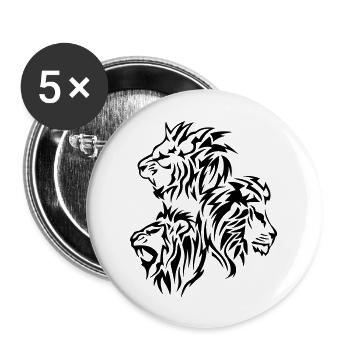 lion tribal tatouage dessin 14030 - Lot de 5 grands badges (56 mm) - blanc - Devant