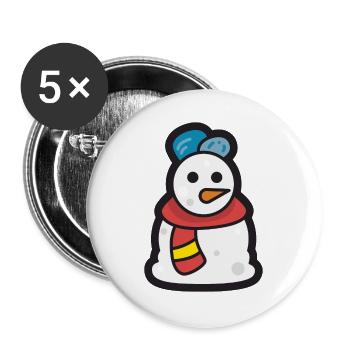 Schneemann - Frohe Weihnachten - Buttons groß 56 mm (5er Pack) - Weiß - Vorne