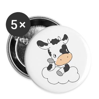 Cow Thinking - Buttons groß 56 mm (5er Pack) - Weiß - Vorne