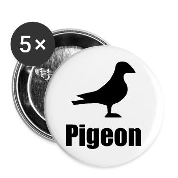 Pigeon - Lot de 5 grands badges (56 mm) - blanc - Devant