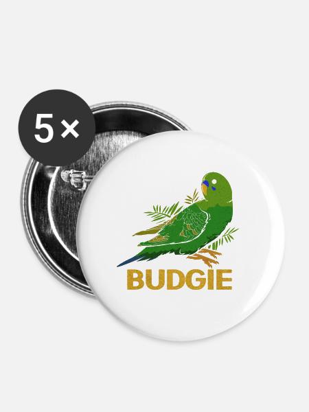 Wellensittich - Buttons groß 56 mm (5er Pack) - Weiß