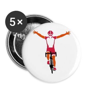 Road cyclists at finish - Buttons large 2.2''/56 mm (5-pack) - white - Front