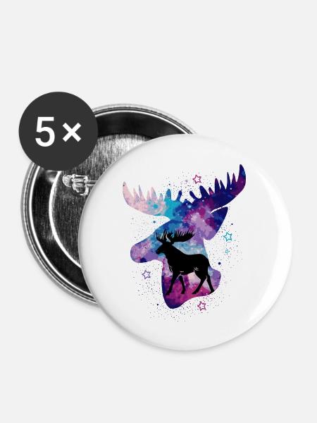 Elch - Buttons groß 56 mm (5er Pack) - Weiß