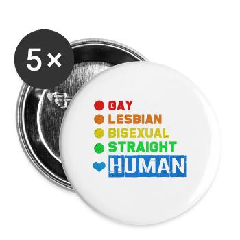 LGBT - Lot de 5 grands badges (56 mm) - blanc - Devant