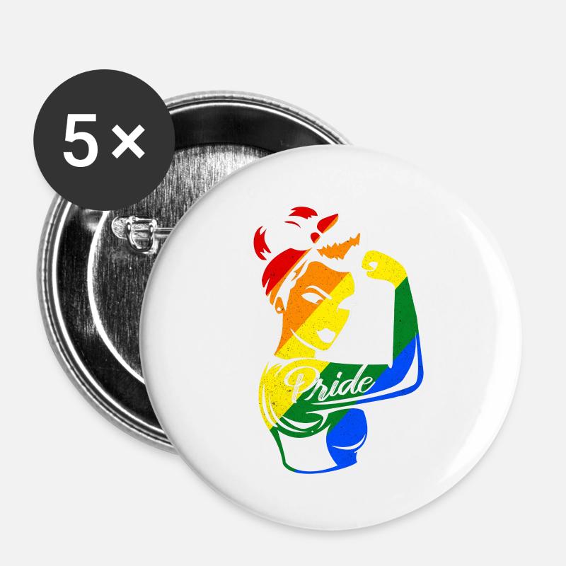 LGBT - Buttons large 2.2''/56 mm (5-pack) - white