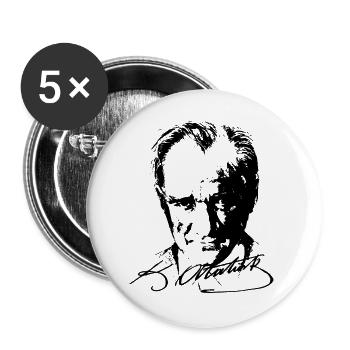 Mustafa Kemal Atatürk - Buttons groß 56 mm (5er Pack) - Weiß - Vorne
