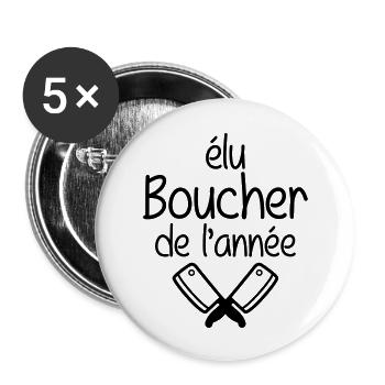 élu Boucher de l'année ! - Lot de 5 grands badges (56 mm) - blanc - Devant