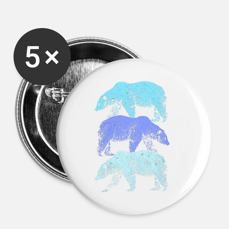 Eisbär - Buttons groß 56 mm (5er Pack) - Weiß