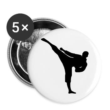 karate - Lot de 5 grands badges (56 mm) - blanc - Devant