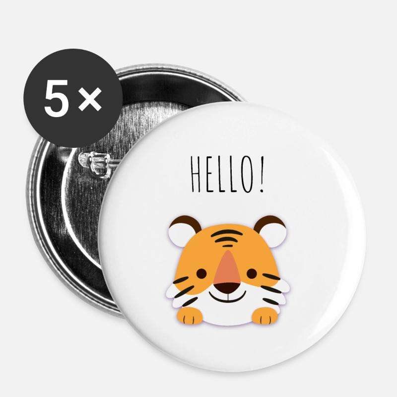 süßer Tiger - Buttons groß 56 mm (5er Pack) - Weiß