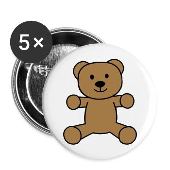 Teddybär - Buttons groß 56 mm (5er Pack) - Weiß - Vorne