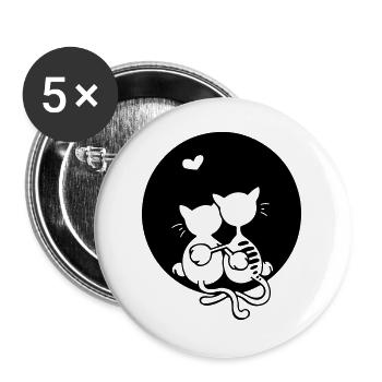 amour chats - Lot de 5 grands badges (56 mm) - blanc - Devant