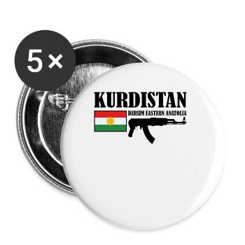Dersim Kurdistan. Kurdistan libre - Lot de 5 grands badges (56 mm) - blanc - Devant