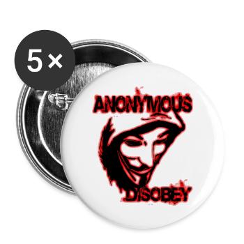 anonymous disobey - Lot de 5 grands badges (56 mm) - blanc - Devant