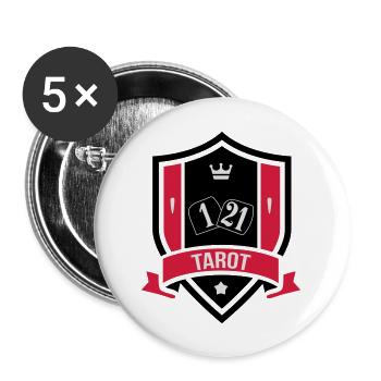 Jeu de cartes / Tarot / Belote / Rami / Poker - Lot de 5 grands badges (56 mm) - blanc - Devant