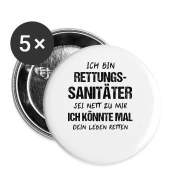 Rettungssanitäter Sanitäter Rettung Geschenk - Buttons groß 56 mm (5er Pack) - Weiß - Vorne