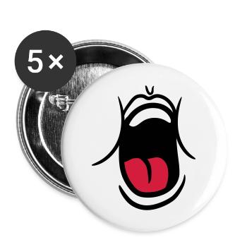 hunger food funny gaehnen scream mouth muede br - Buttons large 2.2''/56 mm (5-pack) - white - Front