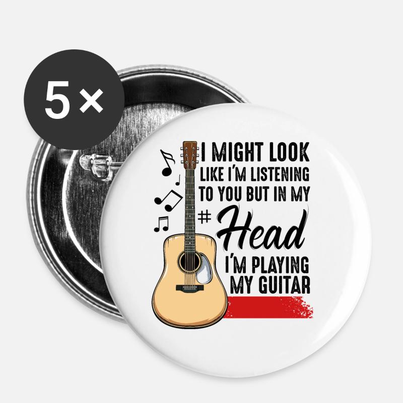 guitars - Buttons large 2.2''/56 mm (5-pack) - white