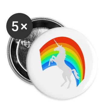 Regenbogen Märchen - Buttons groß 56 mm (5er Pack) - Weiß - Vorne