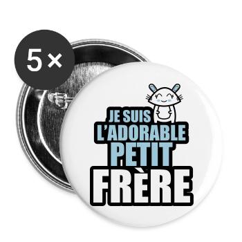 je suis l'adorable petit frère - Lot de 5 grands badges (56 mm) - blanc - Devant
