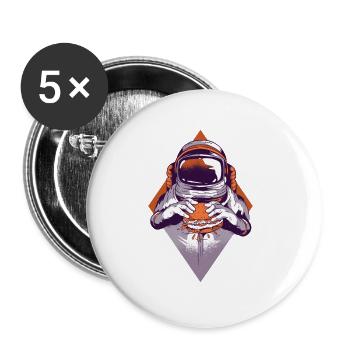 Astronaut eats a Burger Tshirt Fast Food - Buttons large 2.2''/56 mm (5-pack) - white - Front