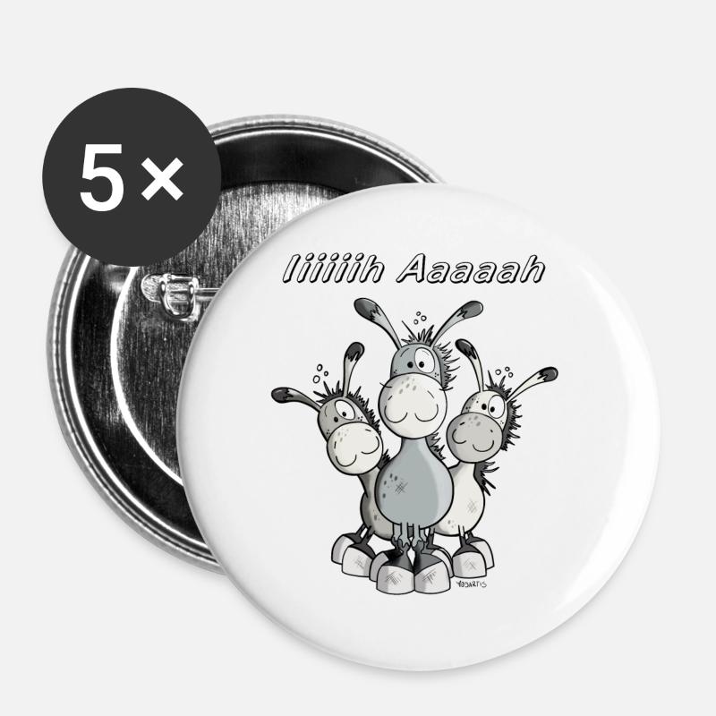 Three Donkeys - Buttons large 2.2''/56 mm (5-pack) - white