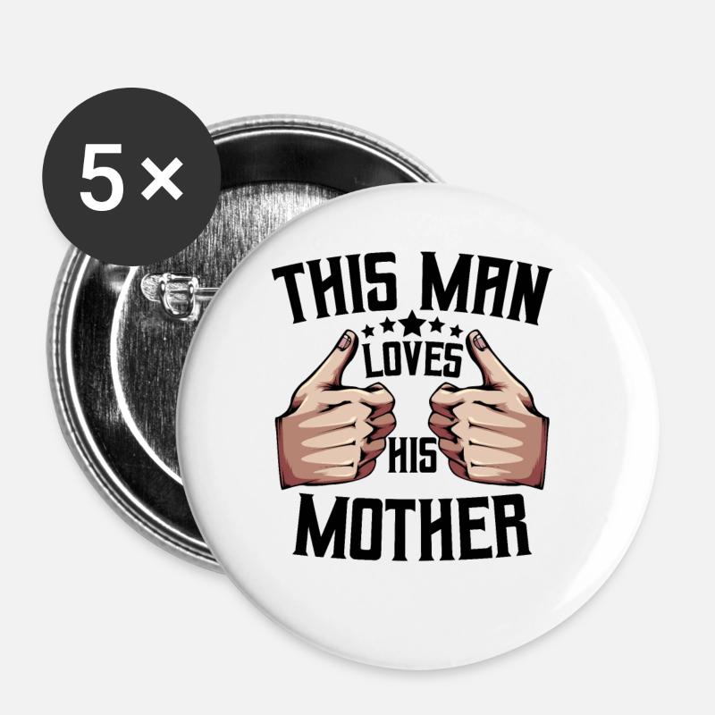 Mutter und Sohn - Buttons groß 56 mm (5er Pack) - Weiß