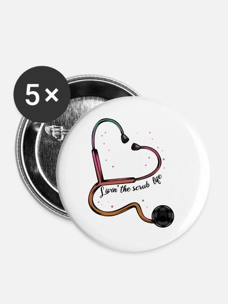 Krankenschwester - Buttons groß 56 mm (5er Pack) - Weiß