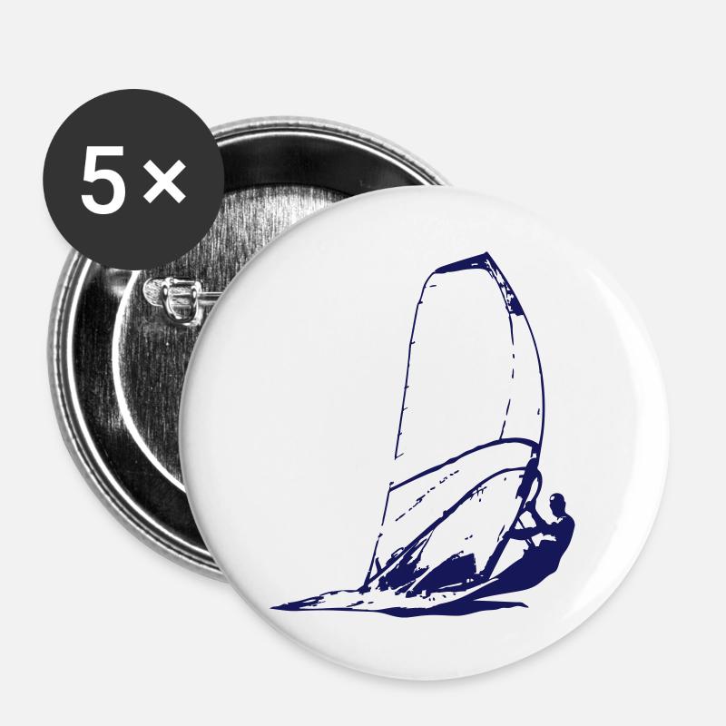 Windsurfing - Surfer - Buttons groß 56 mm (5er Pack) - Weiß