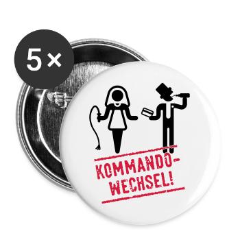Kommandowechsel / Braut & Bräutigam (JGA) - Buttons groß 56 mm (5er Pack) - Weiß - Vorne