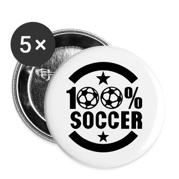 100 soccer foot ballon - Lot de 5 grands badges (56 mm) - blanc - Devant