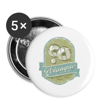 Petanque vintage - Lot de 5 grands badges (56 mm) - blanc - Devant