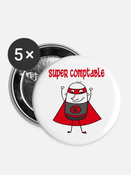 Super comptable - Buttons groß 56 mm (5er Pack) - Weiß