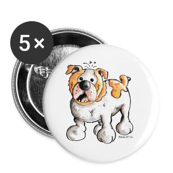 English Bulldog - Buttons large 2.2''/56 mm (5-pack) - white - Front