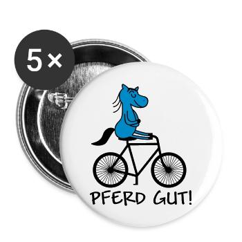 pferd gut - Buttons groß 56 mm (5er Pack) - Weiß - Vorne